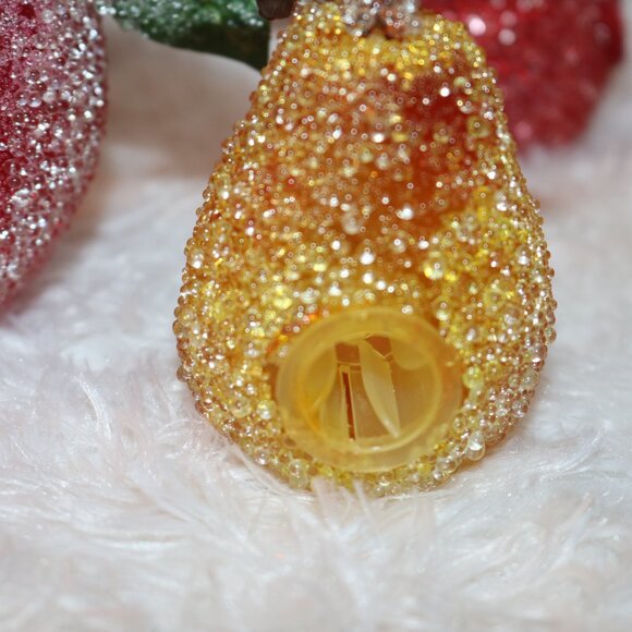 Vintage beaded frosted fruit for string lights lot of 11 apples, pears & peach - Picture 4 of 7